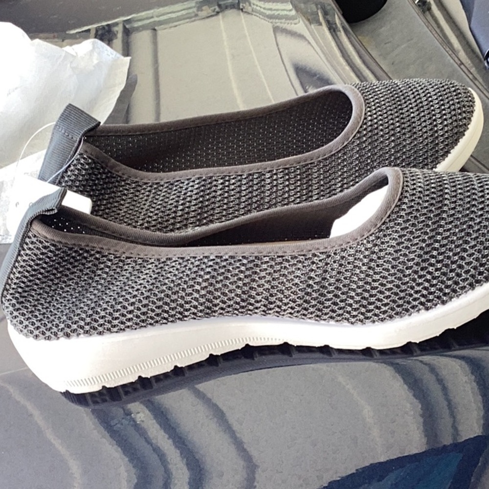 Milor Gray and White Slip-On Flats with Cushioned Sole